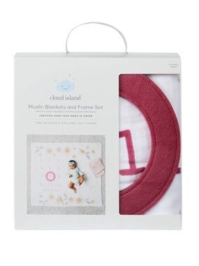 COULD ISLAND MUSLIN BLANKET & FRAME SET -PINK (NEW WITH TAGS)